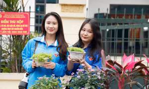 Đoàn viên thành phố Bắc Giang tham gia tình nguyện xây dựng đô thị văn minh. Ảnh: Nguyễn Thắng