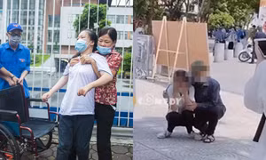 Chuyện mùa thi được netizen "thả tim": Nữ sinh được mẹ bế đi thi, cô gái khóc trên vai cha