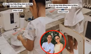 Tăng Thanh Hà tự hào khi con gái Chloe 4 tuổi đã biết giúp mẹ rửa chén