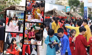 Hội chợ Xuân 2025 trường Tiểu học Đống Đa: Đồ ăn đắt hàng, người bán "rất tween"