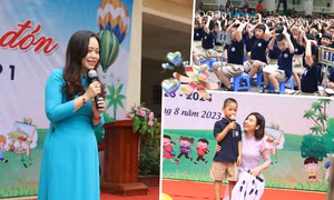 Hà Nội: Tiểu học Cát Linh đón các bạn học sinh lớp 1, tween làm "biển tim" cảm ơn bố mẹ