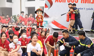 Tween tiểu học Thái Thịnh trải nghiệm làm lính cứu hỏa, học thoát hiểm khỏi phòng khí độc