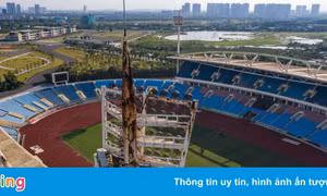 Ghế ngồi của sân Mỹ Đình được tháo dỡ để chuẩn bị cho SEA Games