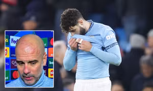 Pep Guardiola tự cào xước mặt sau trận hòa như thua tại Cúp C1 châu Âu