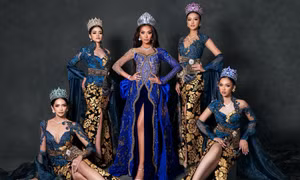 Khung hình “chuyển giao thế hệ” của Miss Cosmo 2024 Tata và Top 4 Puteri Indonesia 2025