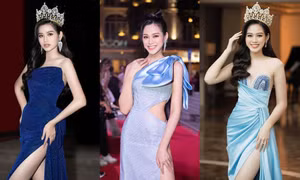 Cứ nghĩ Hoa hậu Đỗ Thị Hà chỉ yêu gam màu nóng nhưng khi lên đồ sắc lạnh cũng rất bắt mắt