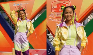 Hoa hậu H’Hen Niê được khen "đáng yêu như Natra thái tử” với tóc hai búi, diện đồ nổi bật