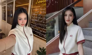 Hoa hậu Thanh Thủy và Ý Nhi như “chị em sinh đôi” khi mặc cùng set đồ thể thao