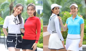 Hoa hậu Đỗ Mỹ Linh, Ngọc Hân khoe sắc trong buổi họp báo Tiền Phong Golf Championship 2021