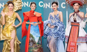 Thùy Tiên, Đỗ Thị Hà, Thanh Thủy diện trang phục độc đáo trong đêm thi National Costume