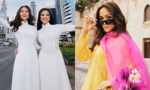 Hoa hậu H’Hen Niê, Á hậu Kim Duyên và dàn người đẹp khoe áo dài trên đường phố Dubai