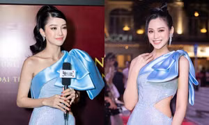 Mặc váy giống Hoa hậu Đỗ Thị Hà, “nàng Kiều” Mỹ Duyên vẫn bị "nuốt dáng" dù cao mét bảy