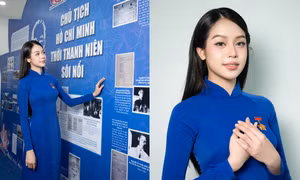Hoa hậu Thanh Thủy vinh dự nhận Huy hiệu thanh niên tiên tiến làm theo lời Bác