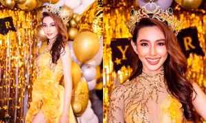 Miss Grand 2021 Thùy Tiên khoe sắc lộng lẫy, chia sẻ cảm xúc đón năm mới xa nhà