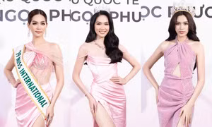 Hoa hậu Đỗ Thị Hà, Á hậu Phương Anh "đại chiến thảm đỏ" với đương kim Miss International