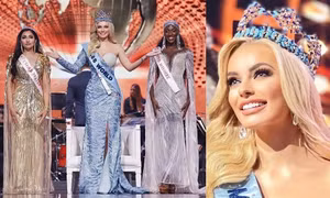 Không chỉ Đỗ Thị Hà, Miss World Karolina Bielawska cũng gặp sự cố với váy khi đăng quang