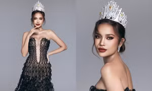 Nhan sắc Ngọc Châu trước lúc chuyển giao vương miện Hoa hậu Hoàn vũ Việt Nam