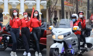 Dàn người đẹp Việt diễu hành hoành tráng cùng mô tô phấn khối lớn tại sự kiện Chủ Nhật Đỏ