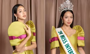 Hoa hậu Thanh Thủy không ngại diện trang phục với màu sắc rất kén người mặc