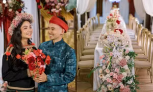 Hoa hậu H’Hen Niê mặc trang phục dân tộc Êđê trong tiệc cưới tại quê nhà