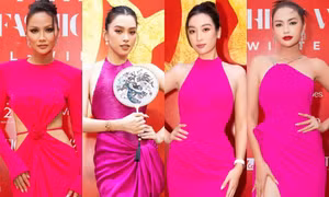 Hoa hậu Đỗ Mỹ Linh, Tiểu Vy, H’Hen Niê, Ngọc Châu khoe sắc với các thiết kế hồng đỏ