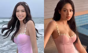 Lại "đụng hàng" áo tắm với đàn chị Thùy Tiên, Hoa hậu Thanh Thủy có được khen như lần đầu?