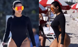 Bạn gái mới của Kanye West khoe dáng ‘phồn thực’ trên bãi biển, copy Kim Kardashian 