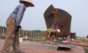 Cty TNHH Đại Nguyên Dương (Nam Định) đóng 11 tàu vỏ thép theo Nghị định 67. Ảnh: Bình Phương.