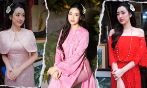 Hoa hậu Đỗ Mỹ Linh khoe nhan sắc ngày càng mặn mà với loạt áo dài cách điệu đón Tết