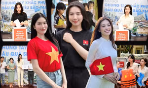 Dàn Hoa - Á hậu Việt tích cực quyên góp, kêu gọi ủng hộ người dân vùng bão lũ