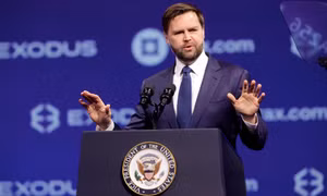 Phó Tổng thống Mỹ JD Vance phát biểu tại Hội nghị Bitcoin ngày 28/5. (Ảnh: Reuters)