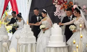 Chuyện lạ ở Lâm Đồng: 3 chị em ruột cưới cùng 1 ngày, tất cả cùng đến hôn trường tiệc cưới