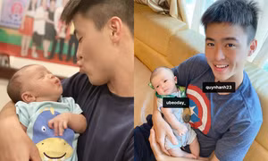 Mới hơn 1 tháng tuổi, bé Ú nhà Duy Mạnh - Quỳnh Anh đã được bố tặng huy chương Vàng
