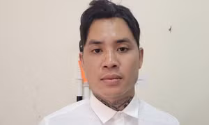Đối tượng Cường tại cơ quan công an
