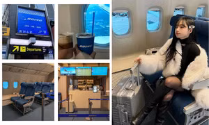 Quán cà phê có không gian sang xịn hệt như trên một chuyến bay gây sốt tại Seoul