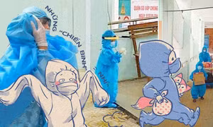Xúc động những "chiến binh nhí" lọt thỏm trong bộ đồ bảo hộ đi cách ly, điều trị mùa dịch