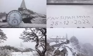 Mưa tuyết phủ trắng đỉnh Fansipan, giới trẻ rủ nhau lên "nóc nhà Đông Dương" ngắm cảnh