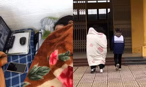 Tình trạng học online của teen miền Bắc lúc này: "Phụ kiện" không thể thiếu là chăn bông