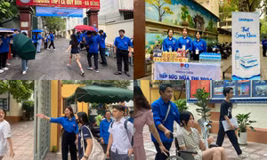 Các "siêu nhân áo xanh" tiếp sức cho thí sinh thi lớp 10 "vượt ngàn chông gai"