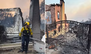 Cánh cửa có tên người đã mất vẫn vẹn nguyên dù cả căn nhà cháy rụi ở Los Angeles