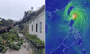 Bão Krathon gây mưa gió mờ mịt ở Philippines dù không đổ bộ, tầm nhìn gần bằng 0