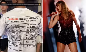 Dân mạng cười lăn vì chiếc áo tự thiết kế của anh chồng đưa vợ đi xem Taylor Swift