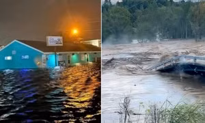 Video nước lũ cuồn cuộn do bão Helene làm sập cầu ở Mỹ, cuốn phăng cả cây cầu 