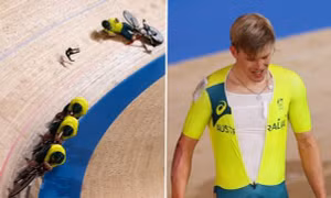Cú ngã quá nguy hiểm của VĐV ở Olympic Tokyo khi đang đua xe đạp thì gãy ghi-đông xe