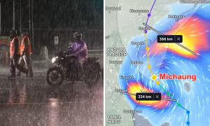 Bão Michaung vừa mạnh lên vừa có “động thái” lạ: Tách làm đôi, mỗi nửa đi một hướng