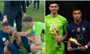Thủ môn Argentina an ủi Mbappe nhưng bị chê là “giả tạo” vì hành động sau khi nhận cúp