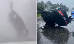 Video ô tô bị cuốn bay trong không trung do bão Idalia, cảnh tượng vô cùng khó tin