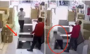 Mải nhìn điện thoại, thanh niên rơi qua cửa hầm ngay trên sàn nhà, kết quả rất bất ngờ 