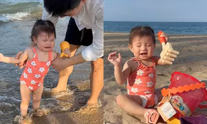 Cây hài nhí thực thụ: Con gái Salim đi biển có ngay cả "rổ meme"