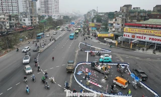 Dựng 3 đảo giao thông tại nút Giải Phóng – Kim Đồng để tổ chức lại giao thông